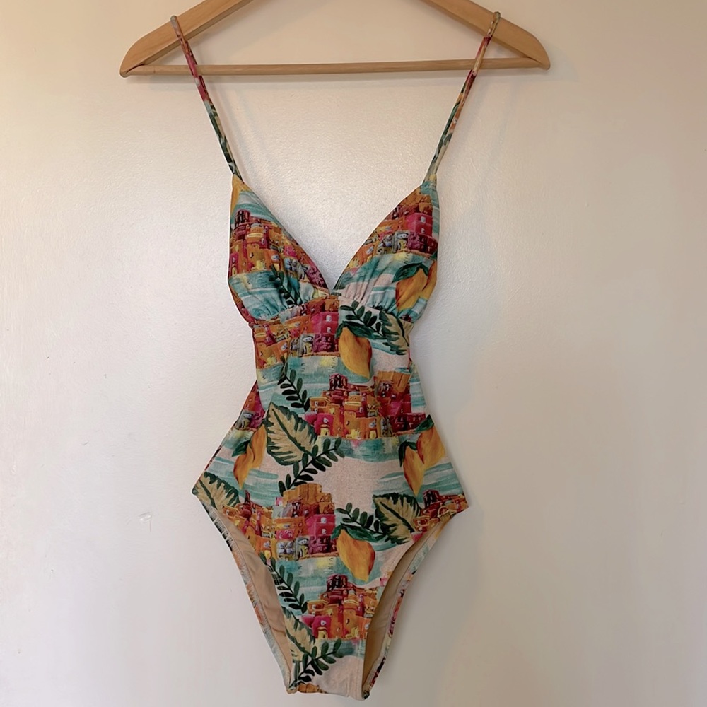 Brazilian one piece swimsuit with italian sicily print NWT size small